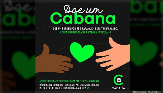 Clientes do Cabana Burger podem doar 2 sanduíches ao preço de 1