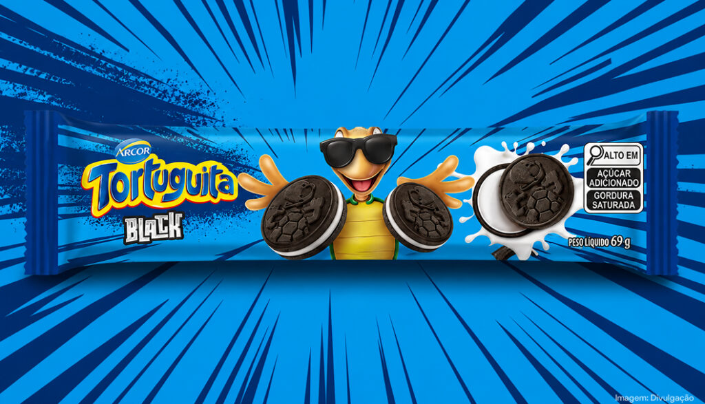 Arcor reforça linha Tortuguita com novo biscoito recheado Black
