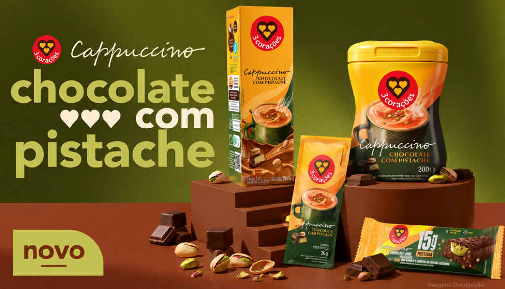 3corações combina chocolate e pistache em nova linha de capuccino