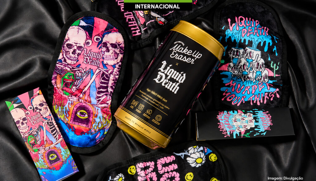 Liquid Death e MakeUp Eraser lançam coleção de edição limitada nos EUA